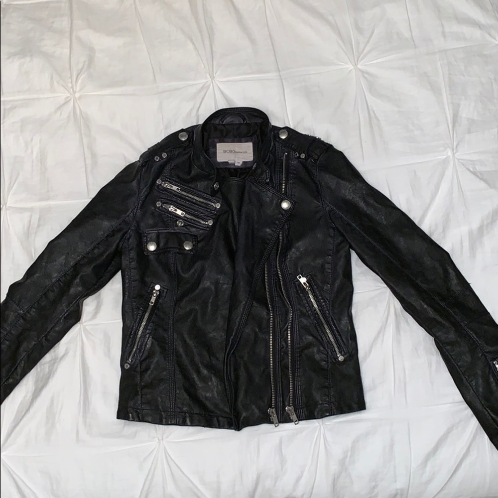 BCBG Black Leather Jacket